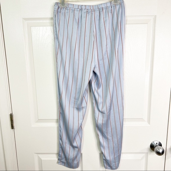 Hello Nite! Revolve Satin Pinstripe Pajama Pants Ankle Slits & Pockets Size S - Picture 2 of 6